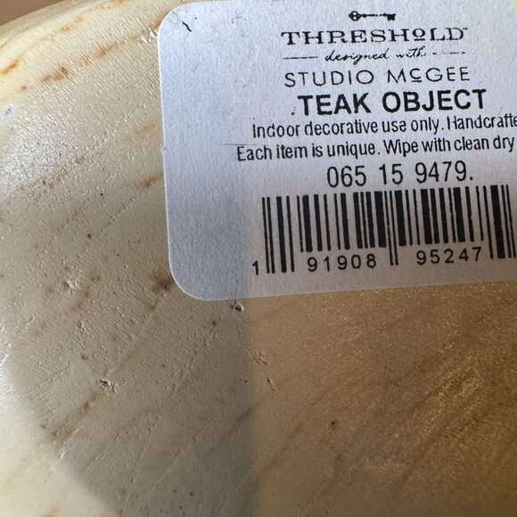 Threshold designed with Studio McGee Modern Teak Wood Sculpture White NEW‎ - Picture 7 of 9